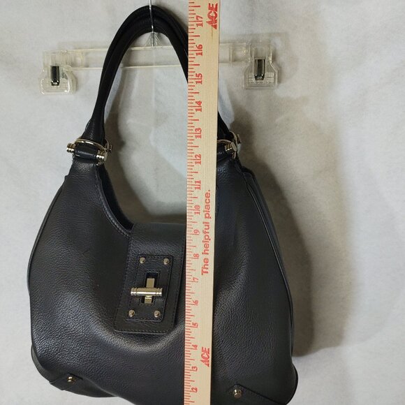 Banana Republic Black Pebble Leather Shoulder Bag Hobo Purse Chrome Hardware - Picture 12 of 14